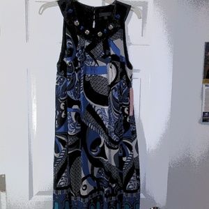 New Ladies Blue Bejeweled Sleeveless Dress Size 16W